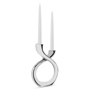 Juego de 2 portavelas de metal estándar de latón AK en acabado plateado a precio mayorista para decoración interior de hotel - Product Image 2