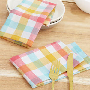 Haute 100% coton Buffalo Plaid serviettes en tissu réutilisable lavable coins à onglet jetable printemps été Pastel vichy - Product Image 3