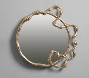 Miroir mural rond moderne en métal unique pour la décoration murale de la chambre à coucher et du salon à prix de gros en provenance d'Inde - Product Image 1