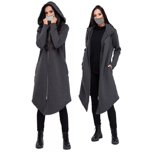 Sudadera con capucha larga de invierno con manga de diseño original Sudadera con capucha de algodón transpirable de talla grande para mujer - Product Image 5