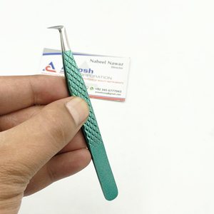 Alta calidad profesional 90 grados Ombre puntiagudo Acero inoxidable diamante agarre extensión de pestañas pinzas logotipo personalizado al por mayor - Product Image 1