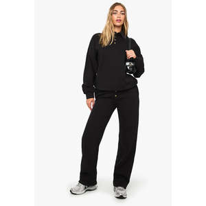 ชุดลำลองสองชิ้นสำหรับผู้หญิง เสื้อครอปแขนยาวผูกเชือกสีพื้น กางเกงขายาวเอวสูงผ่าข้าง ชุดกีฬา - Product Image 4