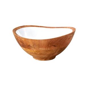 Bol profond en bois de forme ovale pour hôtel bol de service en bois fait main de taille personnalisée avec revêtement en émail pour maison et restaurant - Product Image 4