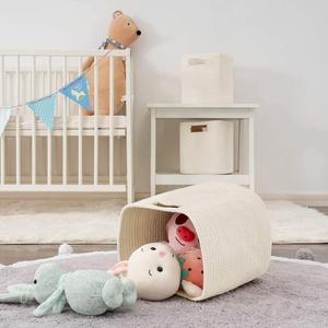 Panier en corde de coton doux fait à la main bac de rangement pour jouets vêtements couvertures serviettes blanchisserie élégant décor à la maison organisateur en gros - Product Image 6