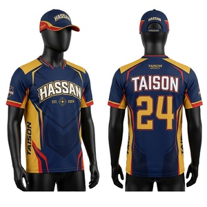 เสื้อแข่งผู้ชายพรีเมียม 160 GSM โพลีเอสเตอร์อินเตอร์ล็อค ระบายอากาศได้ดี สีกรมท่า ทอง แดง ดีไซน์แผงสี  พร้อมสกรีนโลโก้แบบซับลิเมชั่นตามสั่ง - Product Image 1