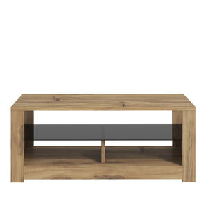 Table basse moderne au design élégant de luxe Aydos avec étagère en verre pour espaces de restauration contemporains en bois - Product Image 4