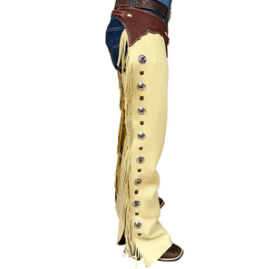 Conception personnalisée de l'équitation Panneau complet de chaps pour hommes Pantalon coupe-vent de couleur unie Pantalon en cuir de créateur - Product Image 2