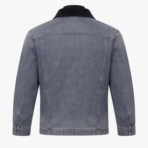 <b>Men</b>’s Vintage Denim Workwear <b>Jacket</b> Corduroy Collar Button Front Casual Streetwear Jean <b>Jacket</b> OEM ODM - Product Image 2