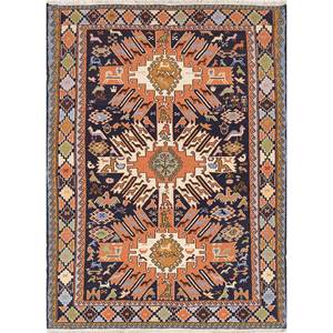 Alfombra Kiaan Azul de Lana y Seda Anudada a Mano Pae-5273 con Patrón Geométrico para Sala de Estar, Alfombra para Adolescentes de 9x12, Decoración para Pasillo - Product Image 1