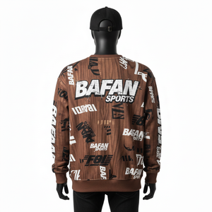 เสื้อสเวตเชิ้ตผู้ชาย ผ้าฝ้ายผสมโพลีเอสเตอร์เนื้อนุ่ม 320 GSM สีน้ำตาล ดำ พิมพ์โลโก้ตามสั่ง เสื้อสเวตเชิ้ตพื้นฐาน - Product Image 2