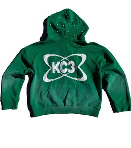 Custom Distressed Puff Printed 100% Cotton Fleece 650g Quick Dry Winter Men's Tracksuit Set Rhinestone Baggy Sweatpants <b>Zip</b> - Product Image 3