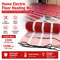 Tapis chauffant électrique sous carrelage 150W/ ㎡   Système de chauffage par le sol imperméable pour salle de bain et cuisine, sol chauffant 230V