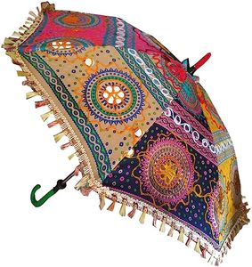 Sombrilla Decorativa India Vintage para Bodas con Varilla de Hierro, 63 cm de Diámetro Abierto, Diseño Plegable Rajasthani - Product Image 3