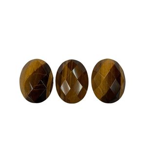 Piedra Preciosa de Ojo de Tigre con Corte Ovalado - Mineral de Jaspe Marrón de Alta Calidad de 3mm con Reverso Plano - Product Image 2