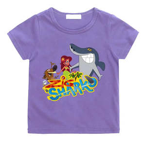 เสื้อยืดเด็ก Zig and Sharko สำหรับเด็กผู้ชาย ผ้าเจอร์ซีย์เนื้อแน่น พิมพ์ลายโลโก้ตัวการ์ตูน มีไซส์พลัสสำหรับเด็ก - Product Image 5