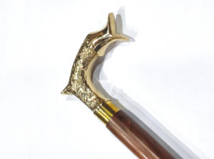 Pato latón tallado a mano mango elegante Vintage negro 2 plegables bastón para caminar con bastón de madera anhelado para Diwali - Product Image 4