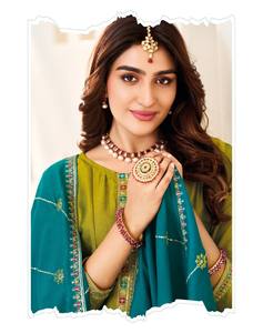 Vêtements indiens et pakistanais en soie VICHITRA avec travaux de broderie comprenant un ensemble Dupatta Inner Kurta - Product Image 3