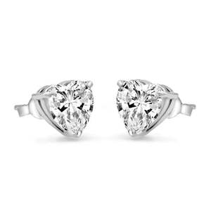 NOVAMART Fine Zarkan Angel Heart Religious Trendy <b>Stud</b> Earrings Rhodium-Plated <b>Silver</b> with Princess Cut Diamond Pearl for Weddin - Product Image 3
