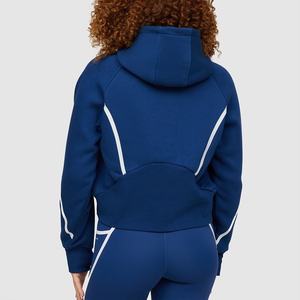 Broderie délavée recadrée Sport Street Wear Logo personnalisé fermeture éclair deux 2 pièces pantalons de survêtement et sweat à capuche ensemble Joggers survêtements femmes - Product Image 3