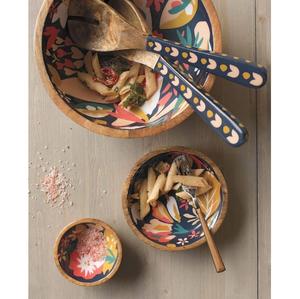 Handmade <b>Wooden</b> <b>Salad</b> <b>Bowl</b> with Enamel Inside Modern Tableware - Product Image 4