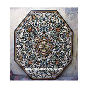 Dessus de Table à café en pierre à incrustation noire pour la décoration - Product Image 1