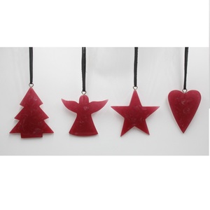 Ornements de Noël suspendus en résine faits à la main en forme de cœur, d'ange et d'étoile pour la décoration d'arbre de vacances, accents de maison de fête - Product Image 2