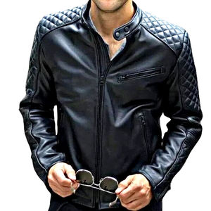 <b>Cafe</b> <b>Racer</b> Style Men's Winter Motorcycle <b>Leather</b> <b>Jacket</b> Turn-down Collar Patchwork Solid Color Zipper Closure Front Logo - Product Image 5