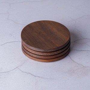 Ensemble de sous-verres ronds en noyer sous-verres en bois en noyer Protection de table sous-verres résistants à la chaleur pour tasses à café thé - Product Image 3