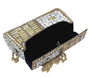 Sac à main en mosaïque de pierres et de perles fait à la main avec une texture riche Sac à main en mosaïque de mode unique Ambiance tendance à un prix abordable - Product Image 2