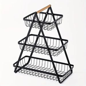 Hot Selling Iron <b>Metal</b> Black Powder Coated 3 Tier <b>Baskets</b> <b>Metal</b> <b>Storage</b> <b>Baskets</b> Organizer for Kitchen home - Product Image 6