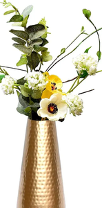 Modern Luxury Metal Gold Flower Vase Vintage Antique Home Decorative Tabletop Round Pattern Christmas Holiday Theme - Product Image 2