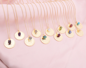 New Products Natural <b>Crystal</b> Rough Sapphire Birthstone <b>Pendant</b> 18k Gold Plated Adjustable Needle Celestial Cable Chain Necklaces - Product Image 6