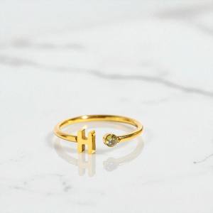 Birthstones With Alphabet "H" <b>Ring</b> - 925 Silver Gemstone Adjustable <b>Ring</b> - <b>Plain</b> Band <b>Ring</b> for Women - Handmade Jewelry - Product Image 1