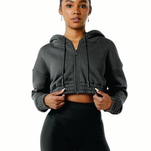 OEM Heavyweight Oversized Fleece Drop Shoulder Blank recortada sudaderas con capucha mujeres sudadera - Product Image 2