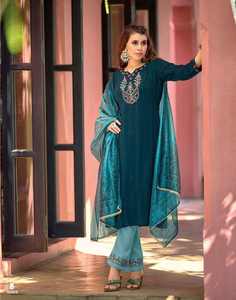 Pantalon Kurti et Dupatta en coton pur de couleur incroyable avec travail manuel et broderie au tarif de gros - Product Image 5
