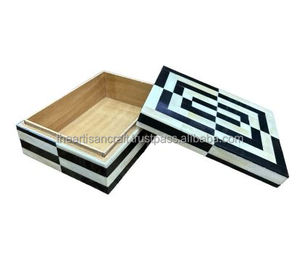 กล่องใส่เครื่องประดับทรงสี่เหลี่ยมตกแต่งด้วยงานฝังกระดูก ทำมือ ทนทาน ทันสมัย ขนาดปรับแต่งได้ สีธรรมชาติ งานฝีมือช่างฝีมือ - Product Image 4