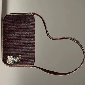 Bolso con cuentas de macramé con mango de madera Bolso de ganchillo de diseño personalizado - Product Image 1