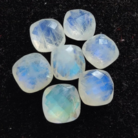 Pierre précieuse authentique Pierre de lune arc-en-ciel, taille coussin, calibrée, qualité AAA, certifiée par un tiers, vente en gros, toutes les tailles bleues disponibles
