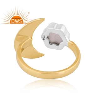 Último diseño hecho a mano 18K chapado en oro piedra de Luna Blanca natural piedra preciosa anillo ajustable Demi joyería fina fabricante - Product Image 4