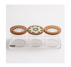 Boîte à souvenirs de luxe moderne personnalisable, artisanale, en bois carré, en nacre et en acrylique, pour le Ramadan et l'Aïd - Product Image 4