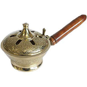 Solid Brass <b>Incense</b> Burner with Wooden Black Handle Home Decor Holder for Sandalwood and Tea Fragrances <b>Boxed</b> - Product Image 5