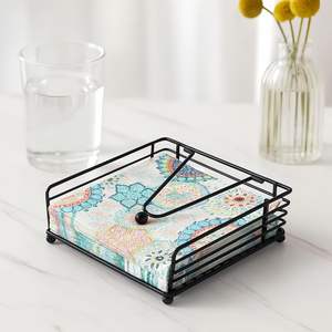 ที่ใส่กระดาษเช็ดปากลวดโลหะเคลือบผงสีดำแบบทันสมัยสำหรับร้านอาหารที่ใส่ทิชชู่โต๊ะสไตล์โมเดิร์นสำหรับตกแต่งบ้านร้านกาแฟและโรงแรม - Product Image 5