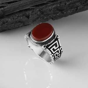 Wholesale Azuris VALKH1137 925 Sterling Silver Ottoman Style Men's <b>Ring</b> with Naturel Stone Agate Handmade <b>Turkey</b> - Product Image 1