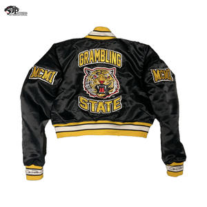 Veste de baseball en satin personnalisée pour hommes et femmes, col montant avec logo brodé pour l'hiver - Product Image 6