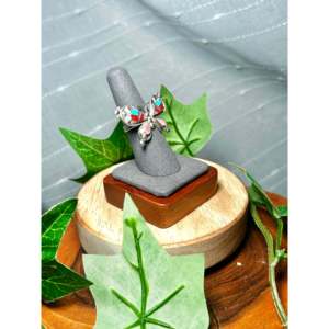 Zuni Handmade <b>Boho</b> Style Men's <b>Ring</b> Multi-Color Natural Stone Sterling <b>Silver</b> Turquoise Main Stone Size 7 Everyday Wear Gemstone - Product Image 2