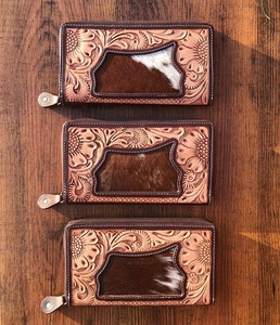 Cartera tallada a mano, funda de teléfono de embrague, elegante Cartera de cuero de vaca, gran oferta, billetera multiusos, carteras de cuero de vaca occidental - Product Image 4