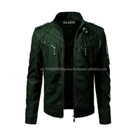 Veste en cuir véritable à poche avant pour hommes en gros