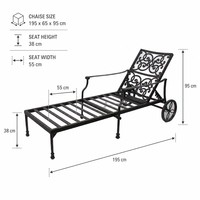 Chaise longue en aluminium moderne, durable, résistante aux intempéries et confortable pour les ensembles de jardin, les repas en plein air et les parcs