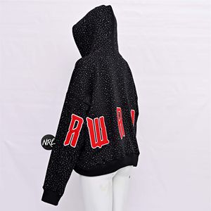 Sweat-shirt à capuche unisexe noir avec fermeture éclair et imprimé à pois scintillants, coupe classique, fermeture éclair personnalisée, sweat-shirt décontracté en polyester tricoté pour l'automne - Product Image 2
