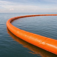 Barrière de confinement d'hydrocarbures marine en tissu composite PP orange non tissé et imperméable
